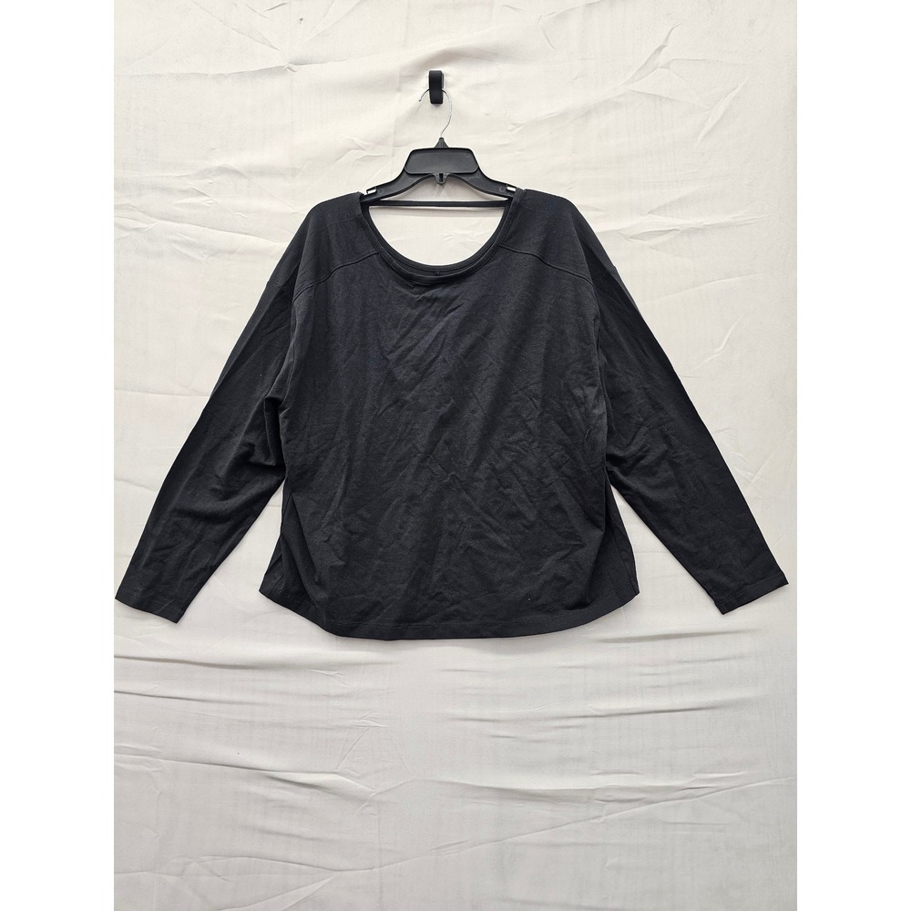Members Mark Long Sleeve Active Tee Black Large SW3203 Open Back Yoga Shirt NEW